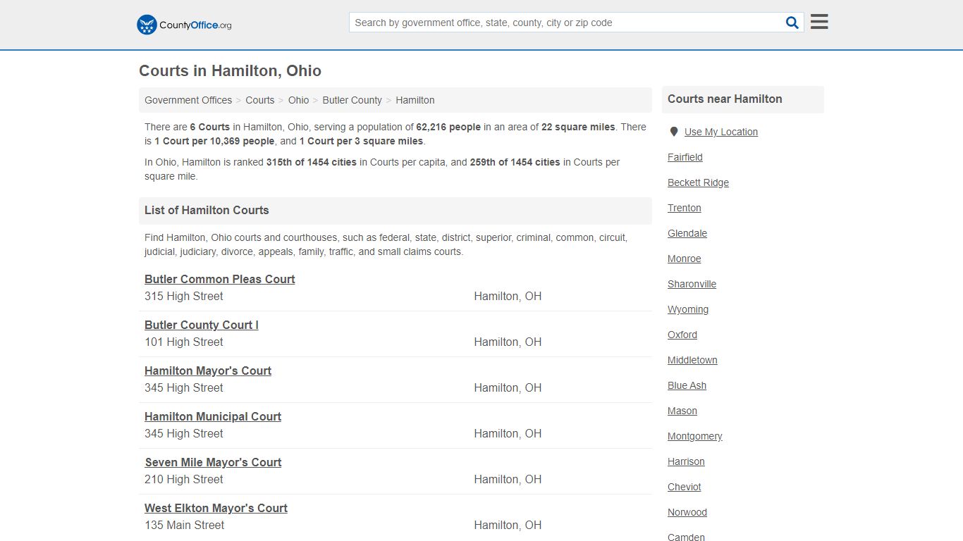 Courts - Hamilton, OH (Court Records & Calendars)